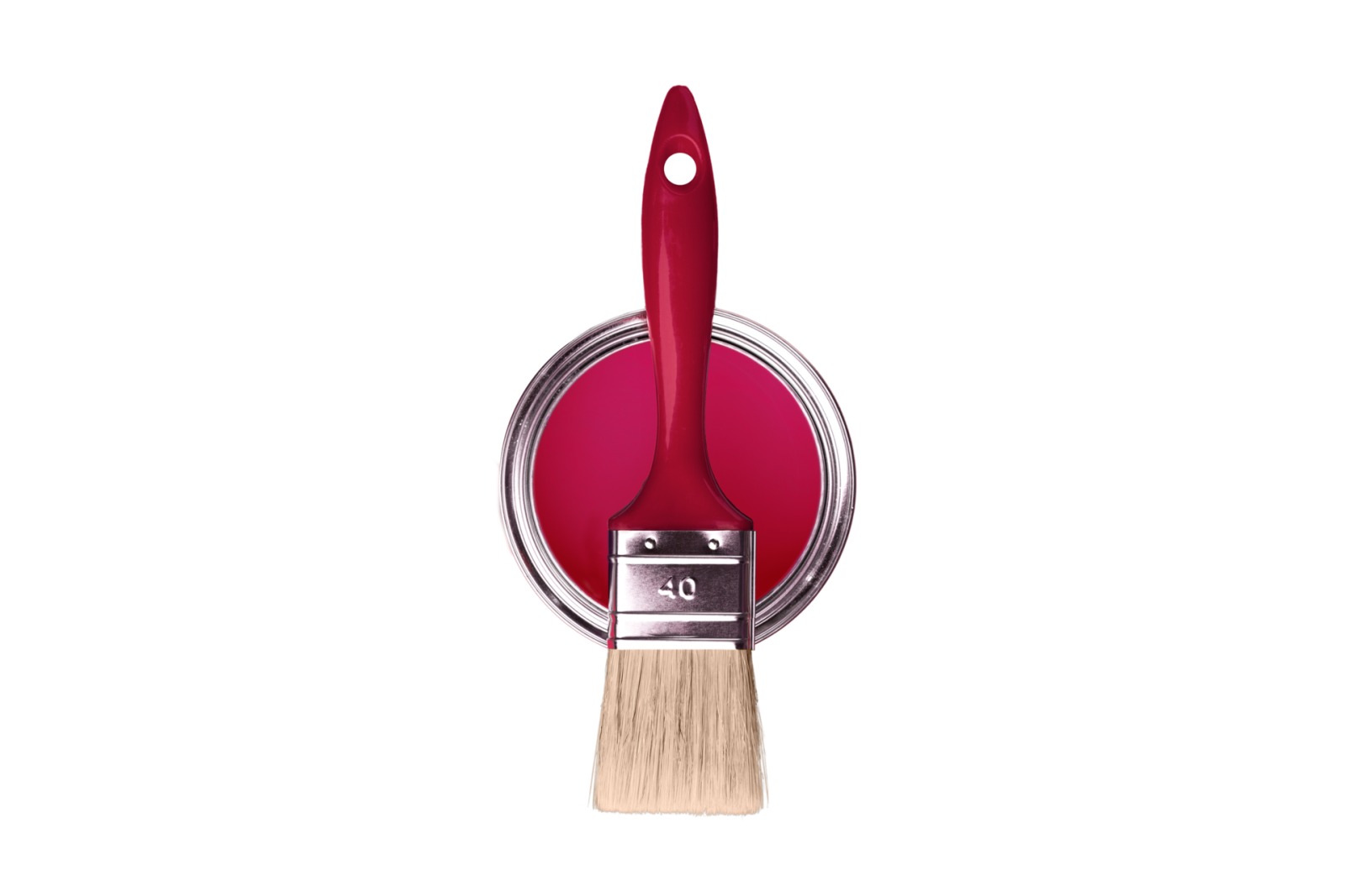 Paintbrush resting on an open tin of paint